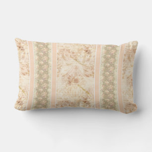 Vintage Faded Damask Floral Script  Lumbar Cushion
