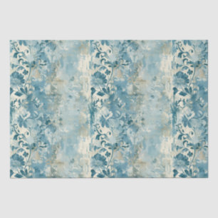 Vintage Faded Floral Wallpaper - Blue & White Anti Tissue Paper