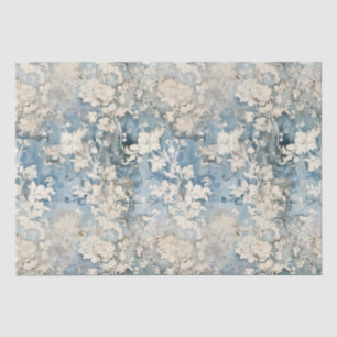 Vintage Faded Floral Wallpaper - Blue & White Anti Tissue Paper