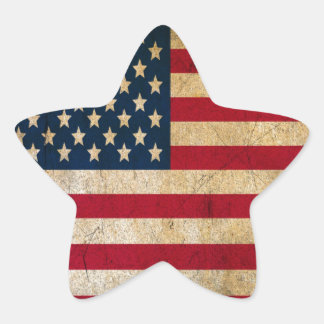 Vintage Faded Old US American Flag Antique Grunge Star Sticker