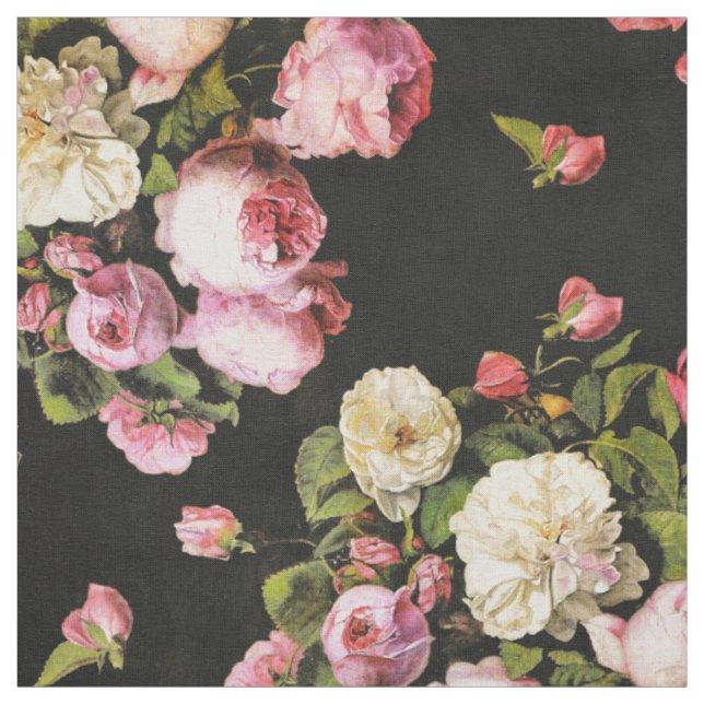 Vintage Faded Pink and White Roses Fabric (Swatch)
