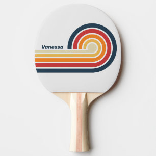 Vintage Faded Rainbow Stripes with Name Ping Pong Paddle