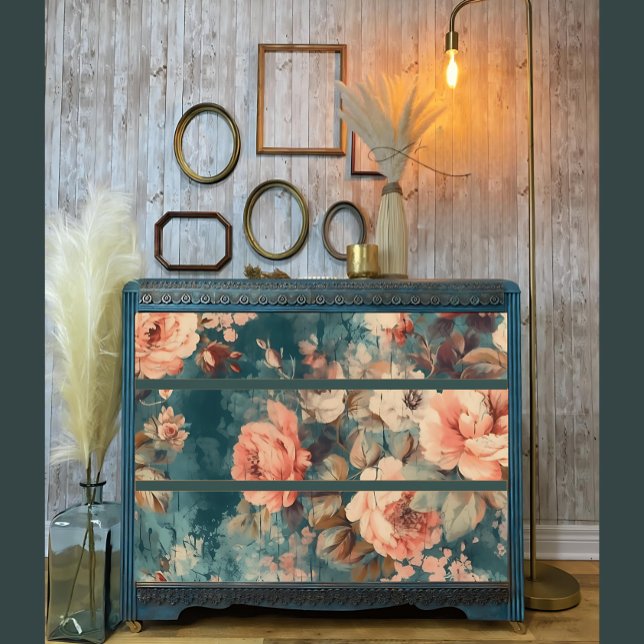 Vintage Faded Roses in Teal Mist Decoupage Print Tissue Paper (Creator Uploaded)