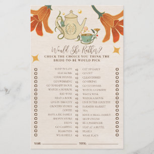 Vintage Faecore Floral Tea Bridal Shower Game
