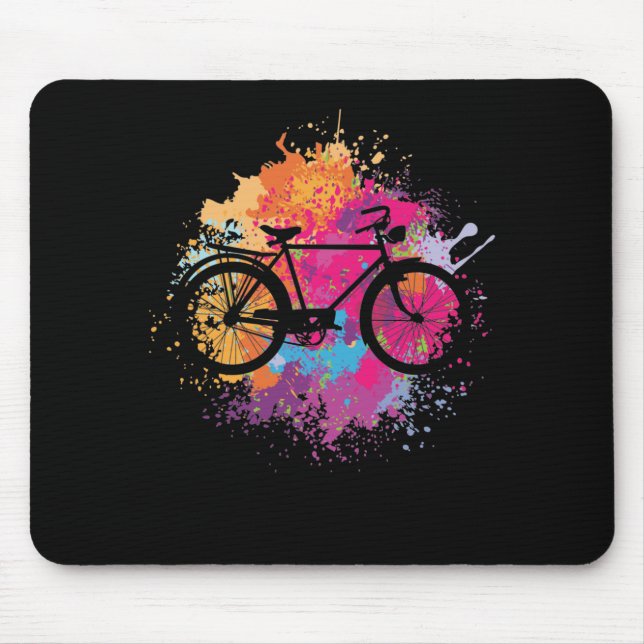 Vintage Fahrrad mit Farbklecksen Mouse Pad (Front)