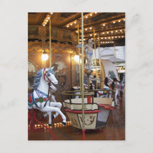 Vintage Fairground Carousel Postcard