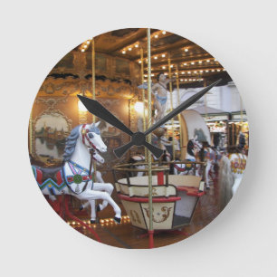 Vintage Fairground Carousel Round Clock