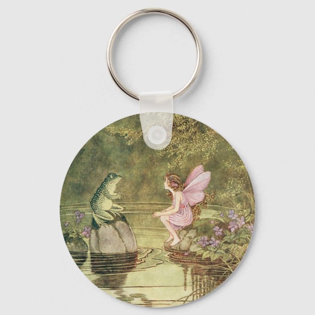Vintage Fairies and Frogs Key Ring (Front)