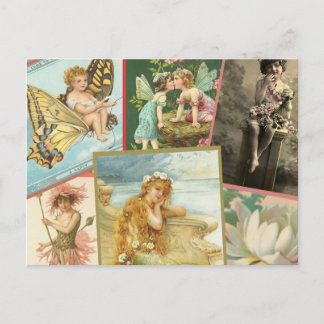Vintage Fairies and Mermaids Postcard