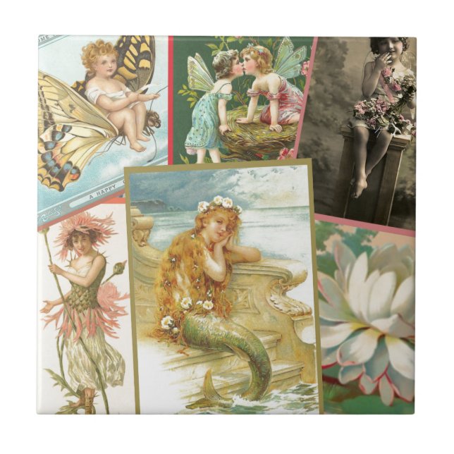 Vintage Fairies and Mermaids Tile (Front)