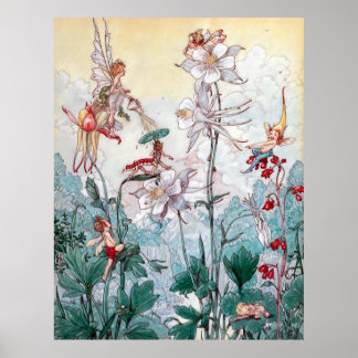 Vintage Fairies at Play Poster
