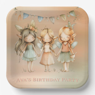 Vintage Fairies Girl Birthday Party Paper Plate