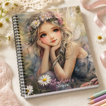 Vintage Fairy Art with Flower Crown and Daisies