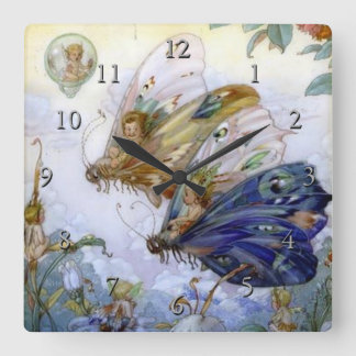 Vintage Fairy Aviators Square Wall Clock