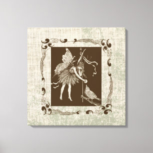 Vintage Fairy & Bird  Canvas Print