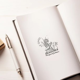 Vintage Fairy Library Book Rubber Stamp