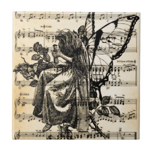 Vintage Fairy & Music Tile