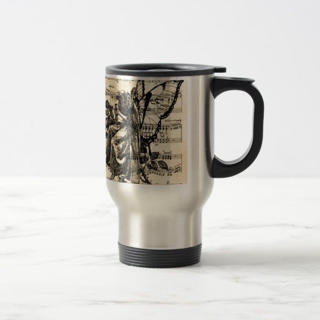 Vintage Fairy & Music Travel Mug (Right)