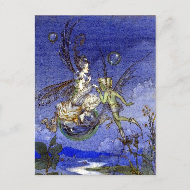 Vintage Fairy on a Bubble Postcard (Front)
