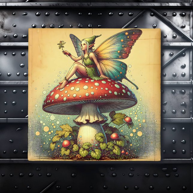 Vintage Fairy on a Retro Mushroom Fairytale Magnet (Creator Uploaded)