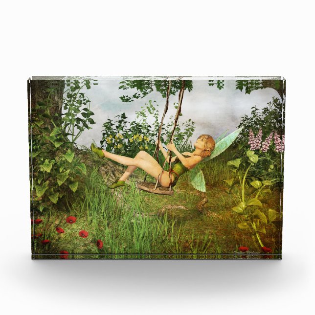 Vintage Fairy on a Swing Photo Block (Front)