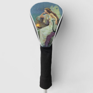 Vintage Fairy on Cliff White Dress Wings With Harp Golf Head Cover