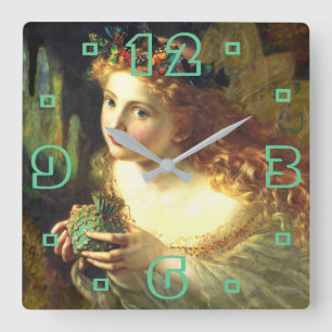 Vintage Fairy Portrait Ca. 1869 Square Wall Clock
