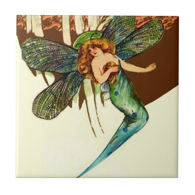 Vintage Fairy Princess Butterfly Wings Accent Tile (Front)