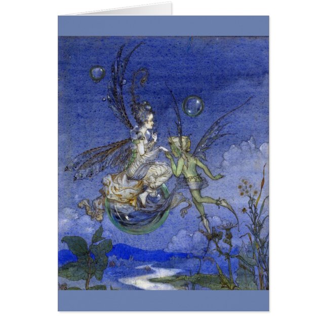 Vintage - Fairy Riding a Bubble, (Front)