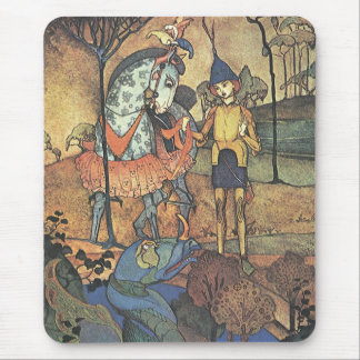 Vintage Fairy Tale, A Brave Knight and Dragon Mouse Pad