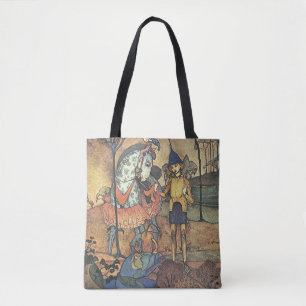 Vintage Fairy Tale, A Brave Knight and Dragon Tote Bag