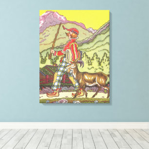 Vintage Fairy Tale, Boy and the North Wind, Hauman Canvas Print