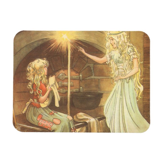 Vintage Fairy Tale, Cinderella and Fairy Godmother Magnet (Horizontal)
