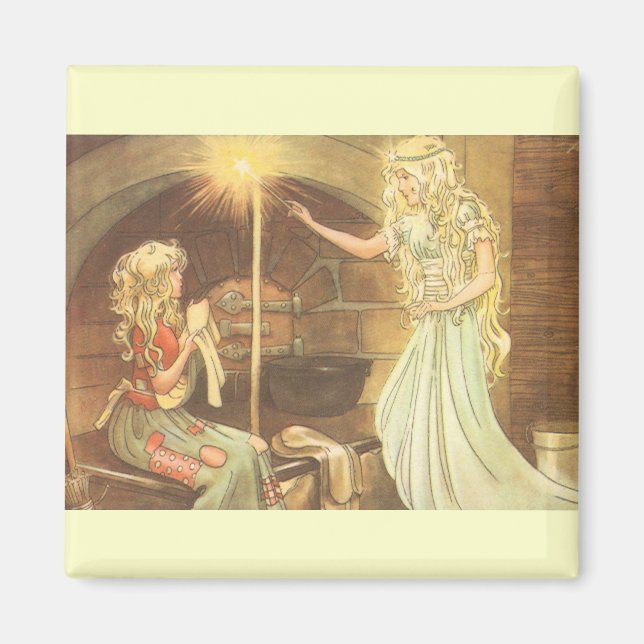 Vintage Fairy Tale, Cinderella and Fairy Godmother Magnet (Front)