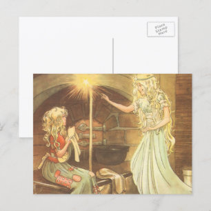 Vintage Fairy Tale, Cinderella and Fairy Godmother Postcard