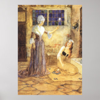 Vintage Fairy Tale Cinderella with Fairy Godmother Poster