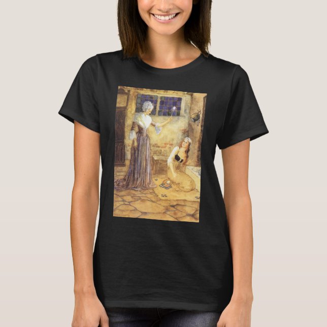 Vintage Fairy Tale Cinderella with Fairy Godmother T-Shirt (Front)