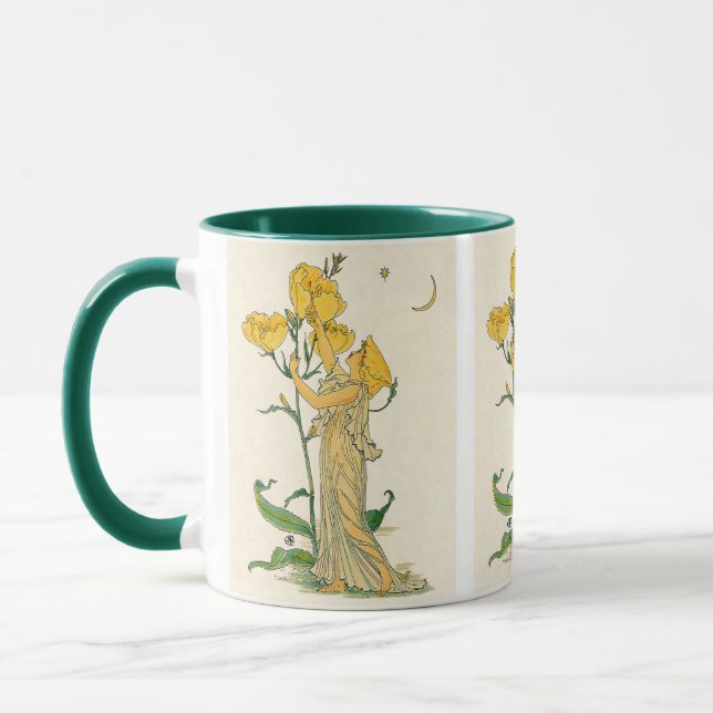Vintage Fairy Tale, Evening Primrose, Walter Crane Mug (Left)