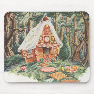 Vintage Fairy Tale, Hansel and Gretel Candy House Mouse Pad