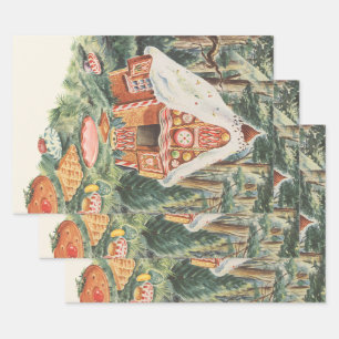 Vintage Fairy Tale, Hansel and Gretel Candy House Wrapping Paper Sheet