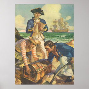Vintage Fairy Tale Pirates, Treasure Island Poster