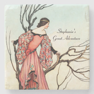 Vintage Fairy Tale Princess Whimsical Storybook Stone Coaster