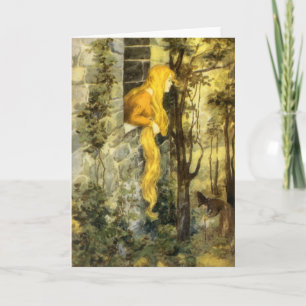Vintage Fairy Tale, Rapunzel with Long Blonde Hair Card