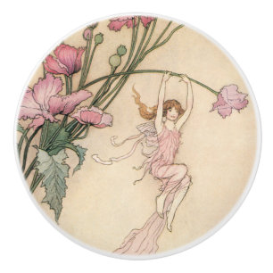 Vintage Fairy Tales, Three Spirits Filled With Joy Ceramic Knob