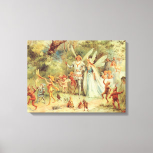 Vintage Fairy Tales, Thumbelina and Prince Wedding Canvas Print