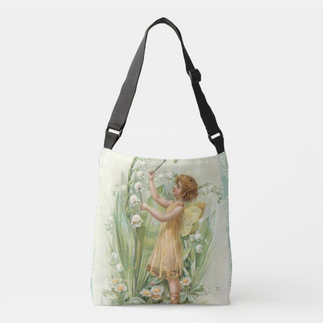 Vintage fairy with lilies crossbody bag (Front)