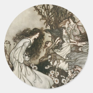 Vintage Fairytale Arthur Rackham Illustration Classic Round Sticker