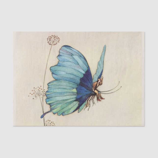 Vintage Fairytale Butterfly Fairy Decoupage Tissue Paper (Front)
