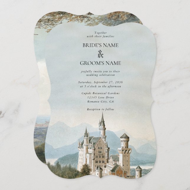 Vintage Fairytale Castle Rustic Forest Wedding Invitation (Front/Back)