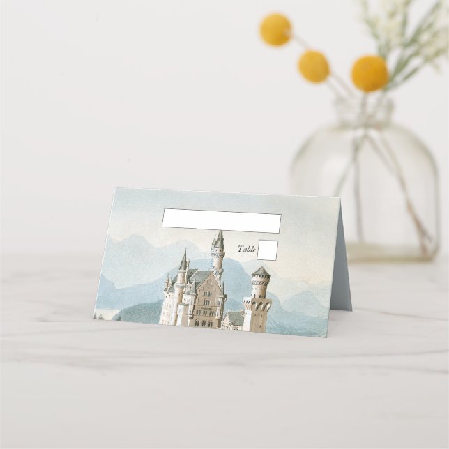 Vintage Fairytale Castle Rustic Forest Wedding Place Card (Front)